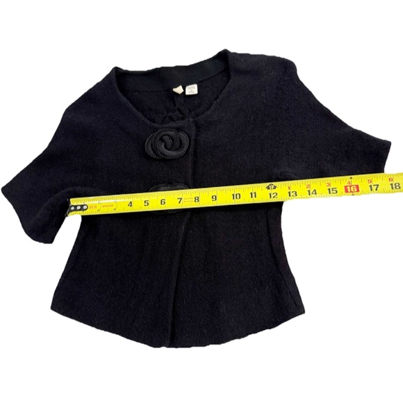 Anthropologie MOTH Black Alpaca Wool Cropped Cardigan XS Textured Knit - Picture 4 of 8